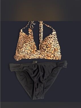 VENUS Leopard Print & Black Two-Piece Bikini